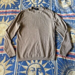 Express Crew Neck 100% Extra Fine Merino Wool Brown Sweater Men's Size S